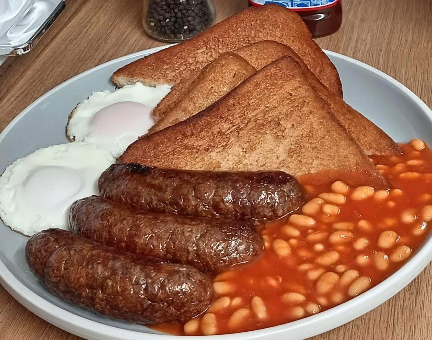 A freshly cooked breakfast plate at Manston Market & Café
